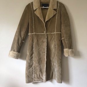 Tan Suede Faux Fur Coat